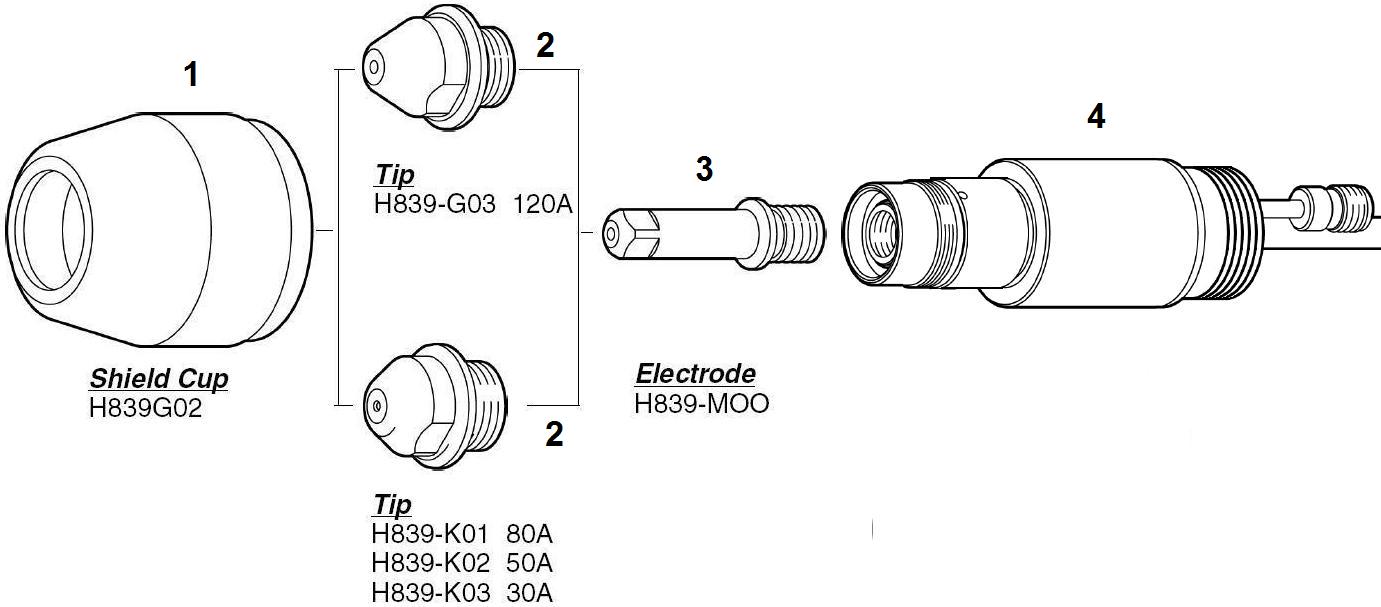 H839B00 Корпус горелки - руч. DAIHEN 12000